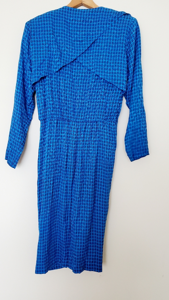 St. Gillian vintage blue silk print dress - Picture 5 of 5